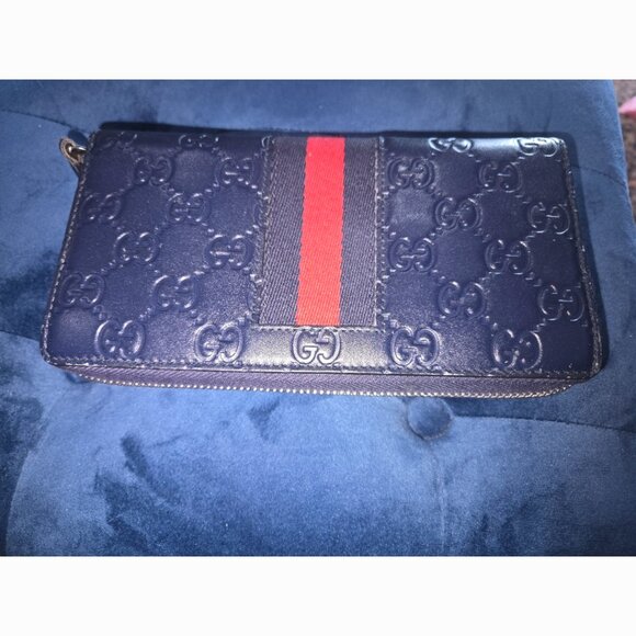 EUC Authentic Gucci Zippy Wallet - RARE Navy Blue - Picture 5 of 11